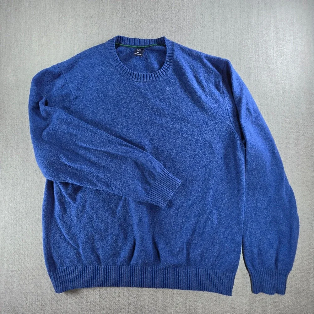 Gap Sweater Mens XXL Blue Crewneck Knit Long Sleeve Ribbed Trim